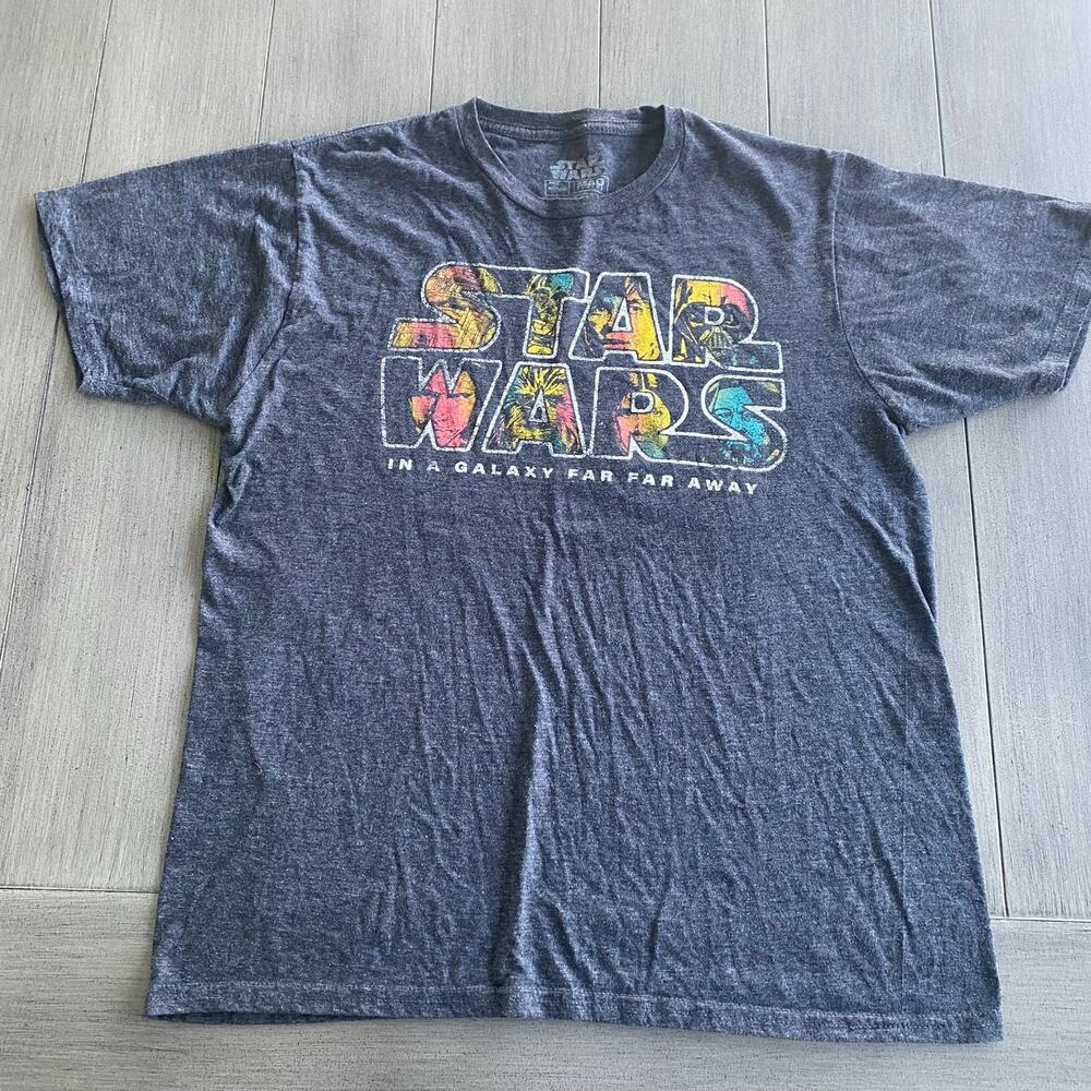 Star Wars Distressed Logo Tee • Medium • Dark Gray • 100% Cotton